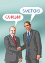 Cartoon: sanctions (small) by Lubomir Kotrha tagged obama,putin,eu,usa,russia,ukraine,war,sanctions
