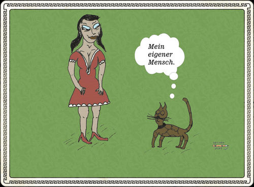 Cartoon: Mein Mensch (medium) by zeichenstift tagged cat,human,pet,katze,frau