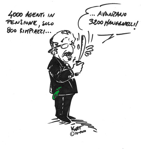 Cartoon: Allarme sicurezza (medium) by kurtsatiriko tagged maroni,polizia,manganello