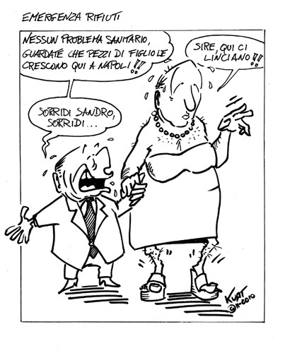 Cartoon: Emergenza rifiuti (medium) by kurtsatiriko tagged berlusconi,bondi,napoli,rifiuti,garbage,naples