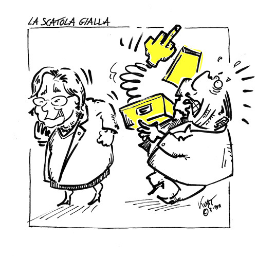 Cartoon: La scatola gialla (medium) by kurtsatiriko tagged rosy,bindi,silvio,berlusconi