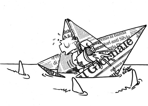 Cartoon: Senza scialuppe (medium) by kurtsatiriko tagged berlusconi,feltri,il,giornale