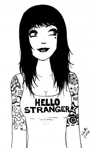cartoon tattoo. Cartoon: hello stranger