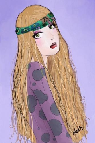 cartoon girl hair. Cartoon: Hippie (medium) by