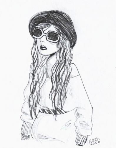 Cartoon: Mia (medium) by naths tagged girl,glasses,hat,style