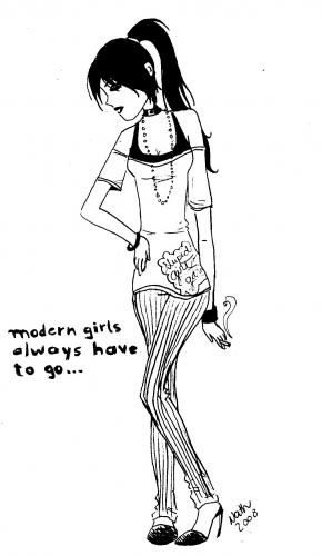 Cartoon: modern girls always have to (medium) by naths tagged girl,modern,fashion