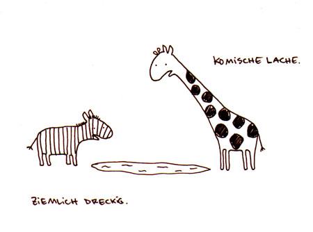 Cartoon: Komische Lache. (medium) by puvo tagged zebra,giraffe,lache