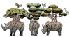 Cartoon: Living Forest (small) by javierhammad tagged illustration,surreal,nature,animals,rhino,birds,tree,branchs,jungle,ecology