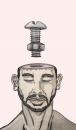 Cartoon: Man By Pieces 2 (small) by javierhammad tagged pieces head surreal scifi