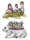 Cartoon: The rabbit and the turtle (small) by javierhammad tagged rabbit,turtle,tale,woman