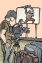 Cartoon: Witness of the incredible (small) by javierhammad tagged media television cameraman escape camera desert record surreal help travel