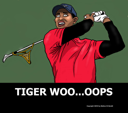 Cartoon: Tiger Woods (medium) by perugino tagged scandals,sport,golf,karikatur,karikaturen,tiger woods,golf,sport,tiger,woods