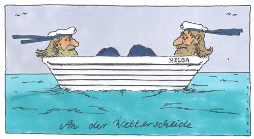 Cartoon: o.t. (medium) by Andreas Prüstel tagged wetter,seefahrt,matrosen,schiffbruch