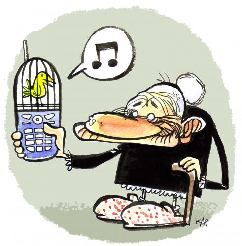 Cartoon: Mobile phone (medium) by kap tagged mobile,phone,old,