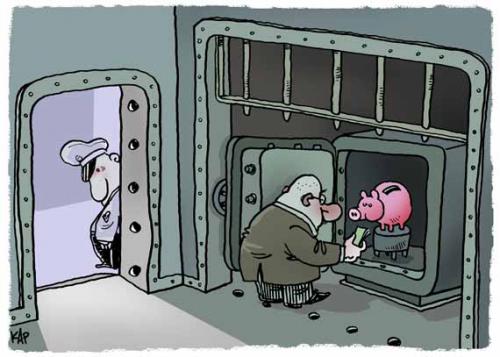 Cartoon: Security bank (medium) by kap tagged money,bank,financial,euros,busines,bank,bänker,chef,boss,tresor,finanzen,geld,finanzierung,geschäft,organisiertesverbrechen,verbrechen,kriminalität,sparschwein,einzahlung,geldgier,gier,sicherheit,schutz