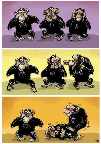 Cartoon: Three little monkeys (medium) by kap tagged kap,monkey,affen