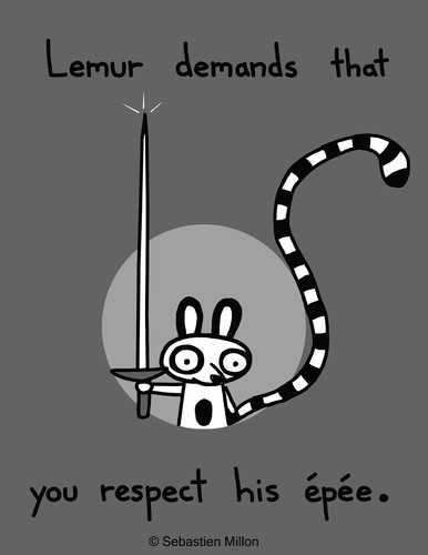 Cartoon: Lemur and his Epee (medium) by sebreg tagged lemur,silly,fun,macabre,humor
