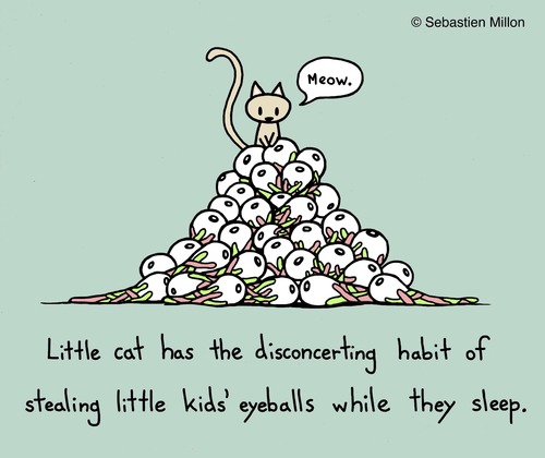 Cartoon: Little Cat (medium) by sebreg tagged cat,dark,humor,macabre,eyeballs