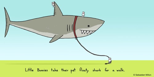 Cartoon: Pet Floaty Shark (medium) by sebreg tagged shark,rabbit,humor,silly,fun,surreal