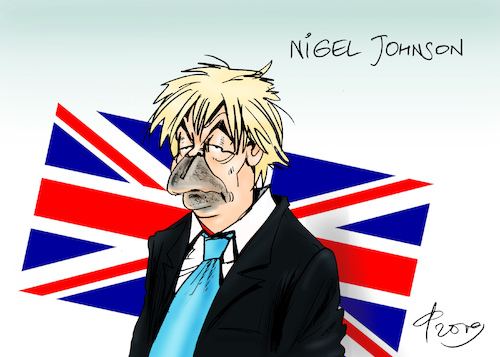 Cartoon: Nigel Johnson (medium) by Paolo Calleri tagged eu,uk,vereinigtes,koenigreich,gb,grosbritannien,premier,minister,premierminister,prime,boris,johnson,tories,brexit,party,nigel,farage,unterstuetzung,austritt,union,gemeinschaft,deal,abkommen,brexiteer,geregelt,ungeregelt,wirtschaft,politik,karikatur,cartoon,paolo,calleri,eu,uk,vereinigtes,koenigreich,gb,grosbritannien,premier,minister,premierminister,prime,boris,johnson,tories,brexit,party,nigel,farage,unterstuetzung,austritt,union,gemeinschaft,deal,abkommen,brexiteer,geregelt,ungeregelt,wirtschaft,politik,karikatur,cartoon,paolo,calleri