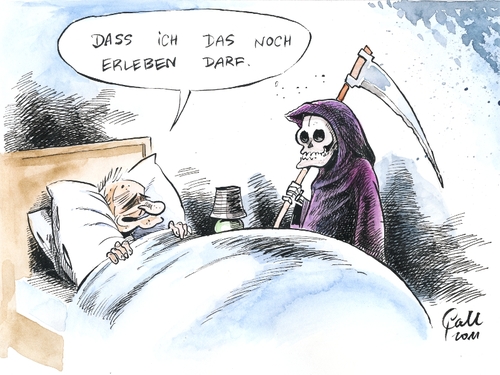 Cartoon: Rechtzeitig (medium) by Paolo Calleri tagged lebenszeit,leben,zeit,sterbebett,alter,tod