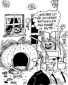 Cartoon: Halloween (small) by RABE tagged halloween,volksfest,usa,irland,süsse,saures,streiche,grusel,samhainfest,kelten,halloweenbräuche,kürbis,kürbiskopf,kürbislaterne,rabe,ralf,böhme,cartoon,karikatur,pressezeichnung,hund,kampfhund,listenhund,rottweiler,hütte,hundehütte,knochen