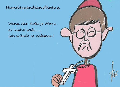 Cartoon: Bundesverdienstkreuz (medium) by tiede tagged bundesverdienstkreuz,kardinal,marx,woelki,tiede,cartoon,karikatur,bundesverdienstkreuz,kardinal,marx,woelki,tiede,cartoon,karikatur