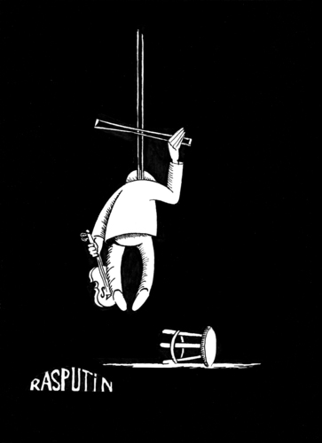 Cartoon: Spiel mir das Lied vom Tod (medium) by tiede tagged tiede,tiedemann,schwarzer,rasputin,humor,black,selbstmord,sterben,tod,erhängen,musiker,musik,geige