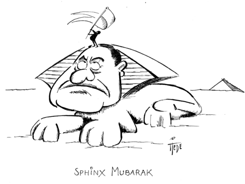 Cartoon: Sphinx Mubarak (medium) by tiede tagged mubarak,ägypten,revolte,ägypten,mubarak,unruhen,proteste