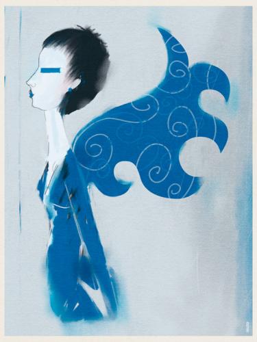 cartoon girl with brown hair and blue. Cartoon: lue swan (medium) by