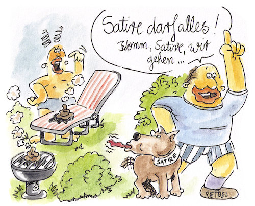 Cartoon: Satire darf alles (medium) by REIBEL tagged satire,geschmack,diskussion,beleidigung,fingerspitzengefühl,versteckt,pressefreiheit,pranger,satire,geschmack,diskussion,beleidigung,fingerspitzengefühl,versteckt,pressefreiheit,pranger,haufen,hund,grill,kacken,liegestuhl