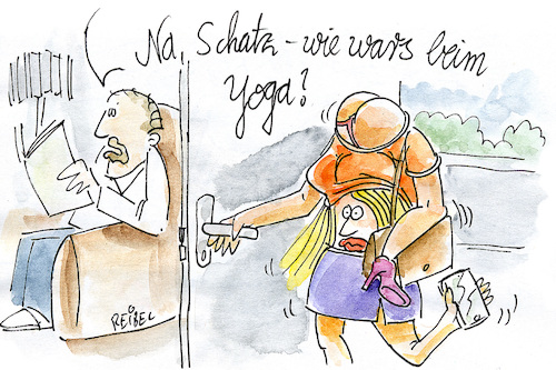 Cartoon: yoga (medium) by REIBEL tagged yoga,gesundheit,fitness,ehepaar,verrknotet,stellungen,ironie,yoga,gesundheit,fitness,ehepaar,verrknotet,stellungen,ironie