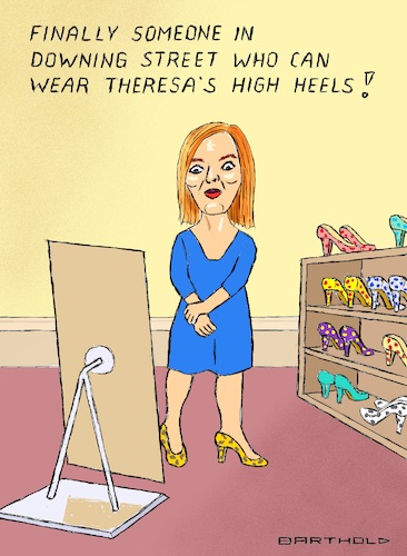 Cartoon: Liz new PM of Great Britain (medium) by Barthold tagged liz,truss,prime,minister,great,britain,theresa,may,shoes,high,heels,leopard,pattern,cartoon,caricature,barthold,liz,truss,prime,minister,great,britain,theresa,may,shoes,high,heels,leopard,pattern,cartoon,caricature,barthold