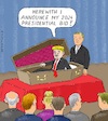 Cartoon: Wasn t he Politically . . . (small) by Barthold tagged donald,trump,former,president,usa,announcement,presidential,bid,candidacy,2024,coffin,politically,dead,adjutant,audience,cartoon,caricature,barthold