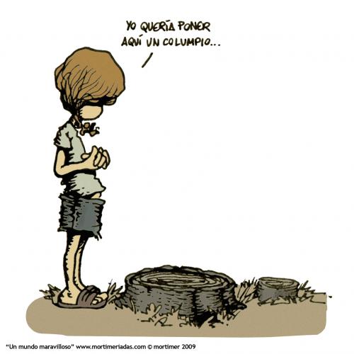Cartoon: Un mundo maravilloso (medium) by mortimer tagged mortimer,mortimeriadas,cartoon,deforestacion,tala,arboles,columpio,infantil