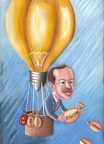 Cartoon: Bulb (medium) by menekse cam tagged bulb,balloon,worker,civilservant,laicism,rights,law,turkey,recep,tayyip,erdogan,akp