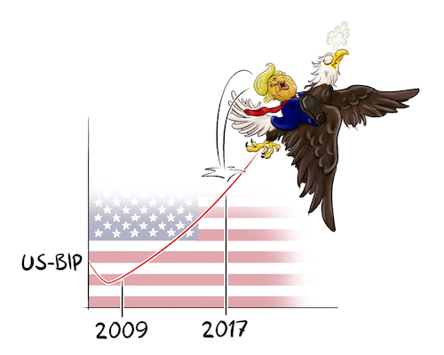 Cartoon: Trump Economy (medium) by Sven Raschke tagged donald,trump,wirtschaft,bip,flagge,usa,donald,trump,wirtschaft,bip,flagge,usa