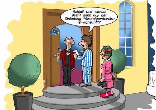Cartoon: Abendgarderobe (medium) by Chris Berger tagged einladung,party,nobel,gesellschaft,einladung,party,nobel,gesellschaft