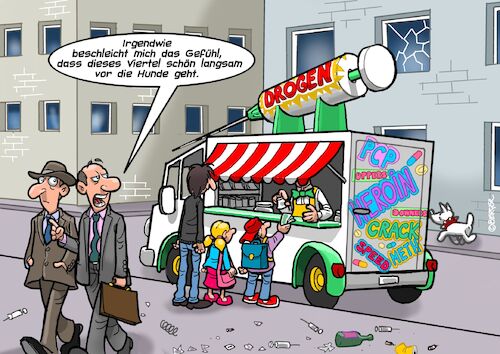 Cartoon: Drogen (medium) by Chris Berger tagged stadtviertel,ghetto,drogen,handel,dealer,kinder,jugendliche,stadtviertel,ghetto,drogen,handel,dealer,kinder,jugendliche
