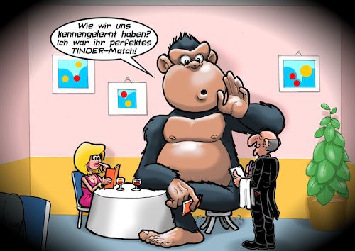 Cartoon: King Kong und die weisse Frau (medium) by Chris Berger tagged king,kong,weisse,frau,tinder,dating,app,king,kong,weisse,frau,tinder,dating,app