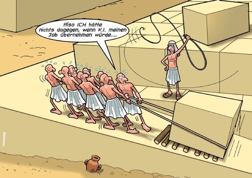 Cartoon: Künstliche Intelligenz (medium) by Chris Berger tagged ki,künstliche,intelligenz,jobs,arbeitsmarkt,sklaven,ägypten,pyramiden,ki,künstliche,intelligenz,jobs,arbeitsmarkt,sklaven,ägypten,pyramiden