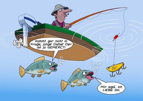 Cartoon: Liebe (medium) by Chris Berger tagged fischer,boot,köder,blinker,fische,fischer,boot,köder,blinker,fische