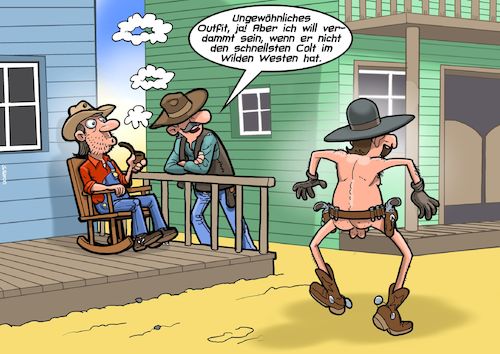 Cartoon: Naked Gun (medium) by Chris Berger tagged sheriff,nackt,gunman,revolverheld,wilder,westen,fkk,sheriff,nackt,gunman,revolverheld,wilder,westen,fkk