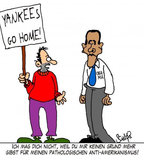 Cartoon: Anti - Amerikanismus (medium) by Karsten Schley tagged usa,politik,obama
