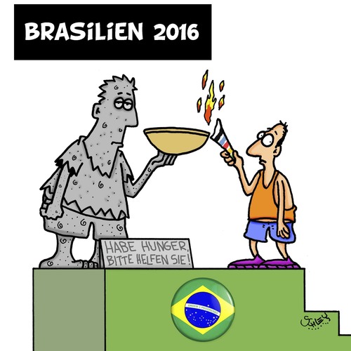Cartoon: Brasilien 2016 (medium) by Karsten Schley tagged olympia,brasilien,politik,sport,armut,wirtschaft,soziales,kapitalismus,business,gesellschaft,olympia,brasilien,politik,sport,armut,wirtschaft,soziales,kapitalismus,business,gesellschaft