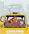 Cartoon: Auf der Flucht (small) by Karsten Schley tagged natur,tiere,pferde,fluchttiere,genetik,umwelt,nahrungskette,verkehr,taxis,taxifahrer