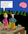 Cartoon: Botschaft (small) by Karsten Schley tagged botschaften,nacht,weltraum,mond,erde,astronomie,männer,frauen,beziehungen,hintern