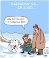 Cartoon: Dalis Snowman (small) by Karsten Schley tagged art,artists,dali,surrealism,kids,childhood,parents,winter,snowmen,temperatures,professions