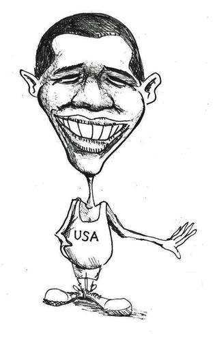 Cartoon: Barak Obama (medium) by urbanmonk tagged poltics