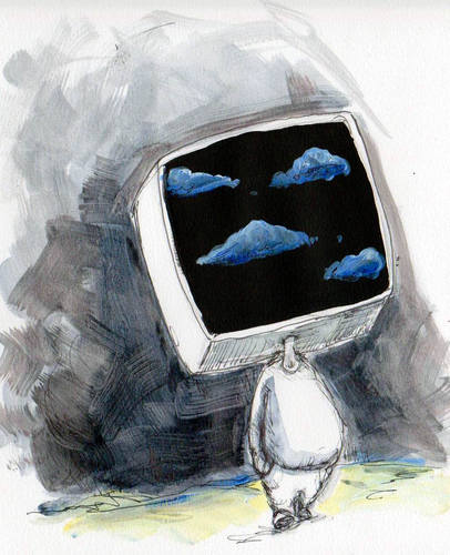 Cartoon: Clouds in the Head (medium) by urbanmonk tagged philosophy,technology